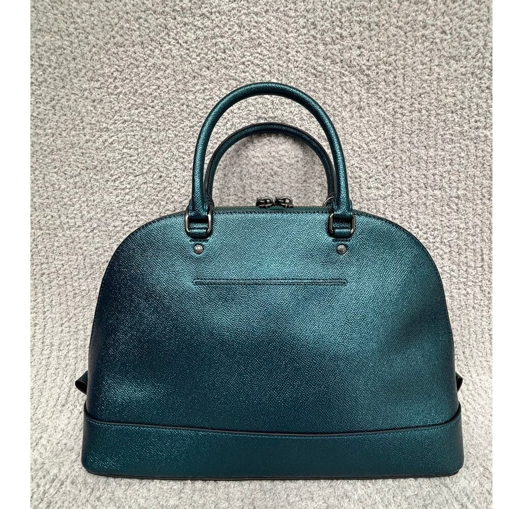 Coach Teal Blue Metallic Leather Dome Sierra Satchel Purse F22313 #76916 - Picture 2 of 10